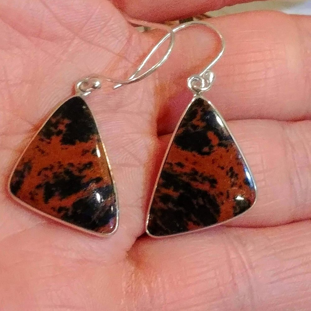 Mahogany Jasper Sterling Earrings - Picture 2 of 5